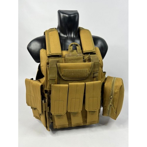 Тактический разгрузочный жилет «5 / пять карманов» с подсумками Tactical Molle Plate Carrier для съемных бронепластин в Серпухове